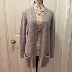L.L. Bean Light Gray Open-Front Cardigan